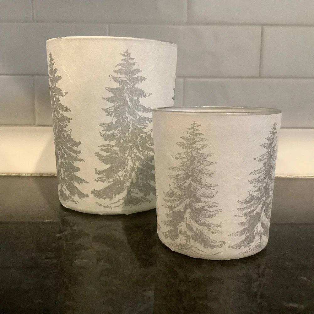 Candle Holders Silver Trees 5.5
